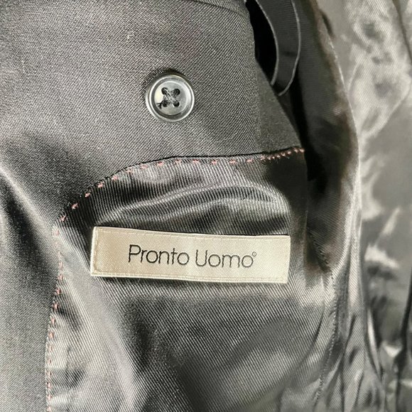 Pronto Uomo grey 2 button blazer suit jacket men’s 38 long - Picture 3 of 14